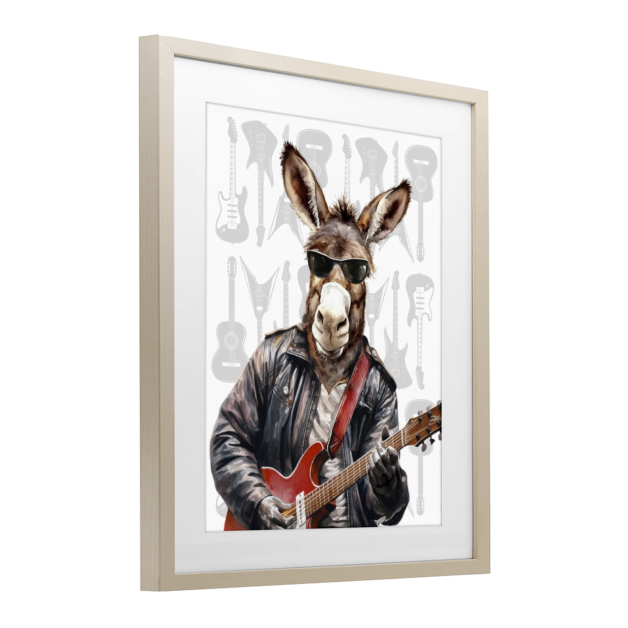 Stupell Industries Performing Musician Donkey Birch Framed Print Under Glass, design by CAD Designs