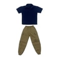 thumbnail image 1 of TISHITA 2 Pieces 1/6 Scale Short Sleeve T Shirt and Pants for 12" Male Action Figure Navy, 1 of 8