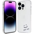 thumbnail image 1 of Étui pour iPhone 14 Pro Max 2022 (6.7 Pouces), Couverture TPU Transparente avec Motifs Mignons à la Mode pour Femmes Filles, Étui de Protection Slim Fit Durable pour iPhone 14 Pro Max, Visage Souriant Noir, 1 of 5