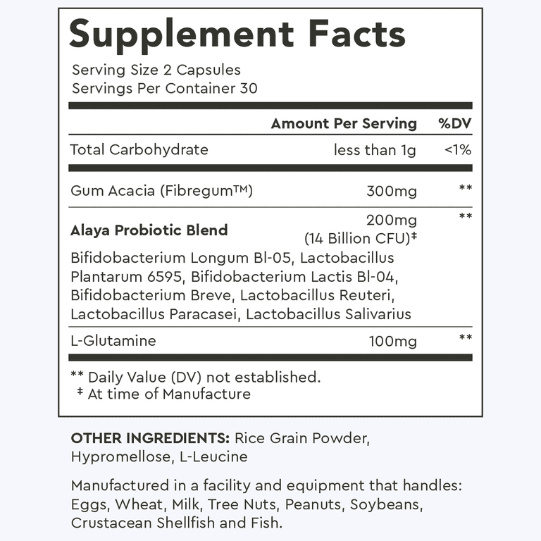 Alaya Naturals Synbiotic Supplement, Gut Support, 14B CFU