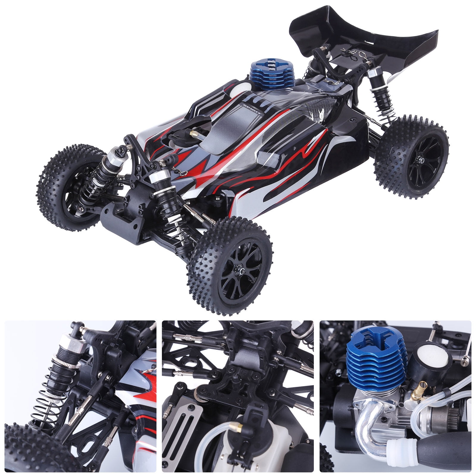 RH1006 1/10 Scale 4WD Nitro-Powered RC Off-Road Truck, 2.4G High-Speed Gas Powered Remote Control Car with FS-FT Controller & Force.18 Methanol Engine, RTR Version for Advanced Hobbyists