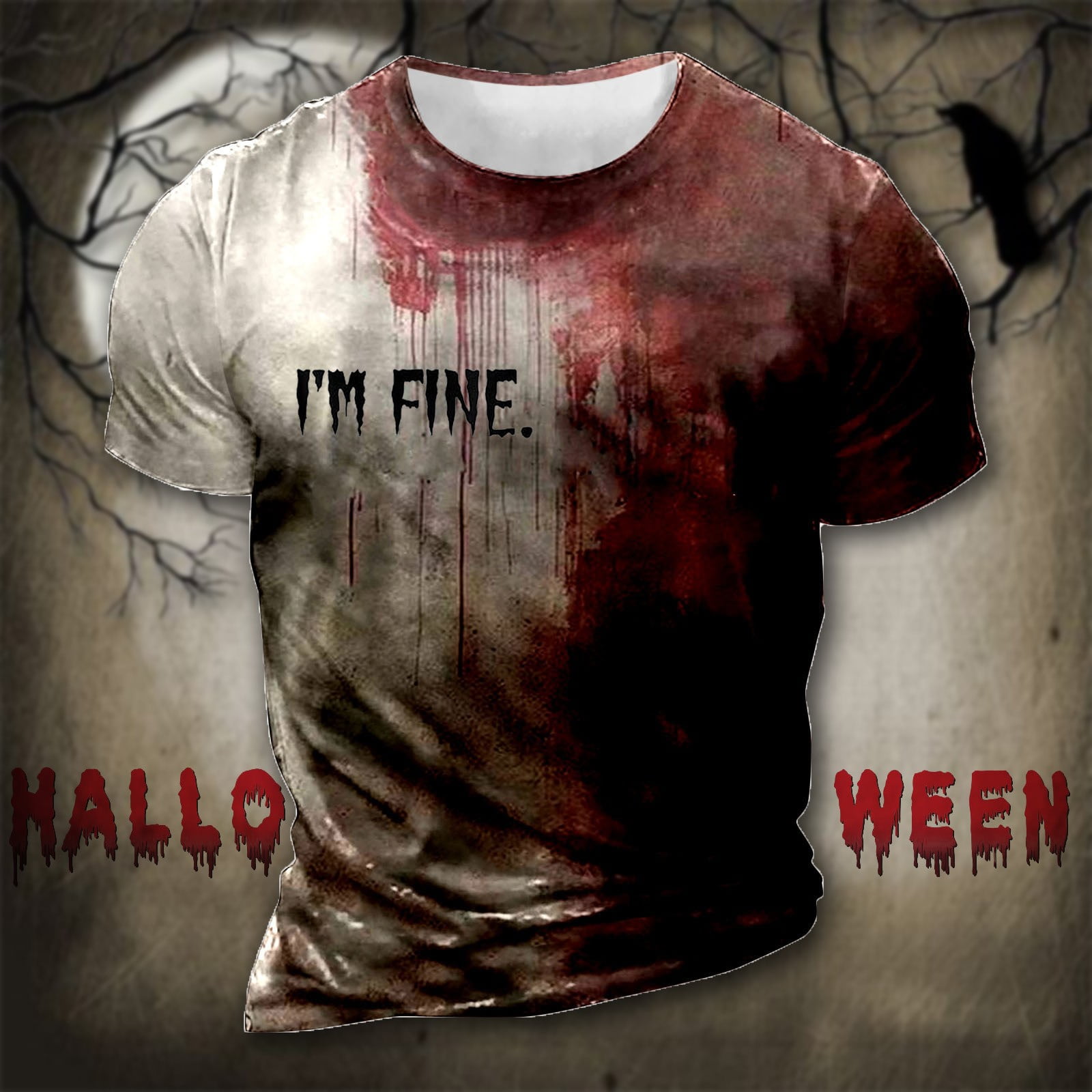 T-shirt Halloween Homme - Imprimé Zombie 3D, Coupe Oversize, Style Rétro Hip Hop, Manches Courtes