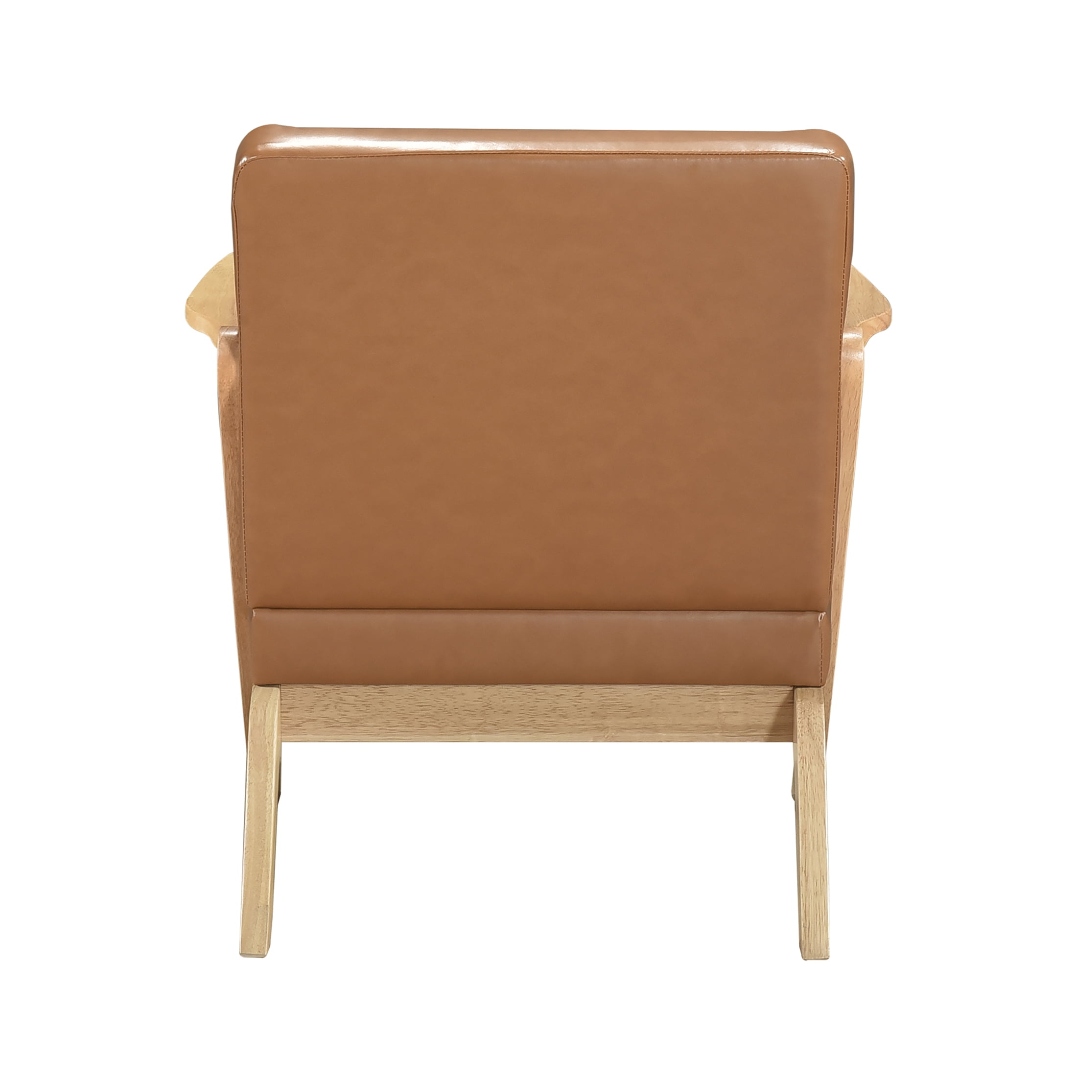 OakvillePark Loxbury Faux Leather Accent Chair, Brown/Natural Wood