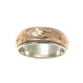 thumbnail image 2 of 925 sterling silver Hawaiian plumeria scroll pink rose gold plated 2 tone spin ring size 12, 2 of 5