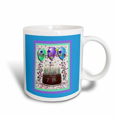 3dRose Happy Birthday 70th Chocolate Cake, Ceramic Mug,