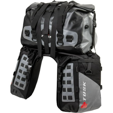 Tusk Highland X2 Rackless Luggage System w/Medium Dry Duffel Tail Bag Standard Heat Shield Black/Grey For KTM 500 EXC-F Champion Edition 2025