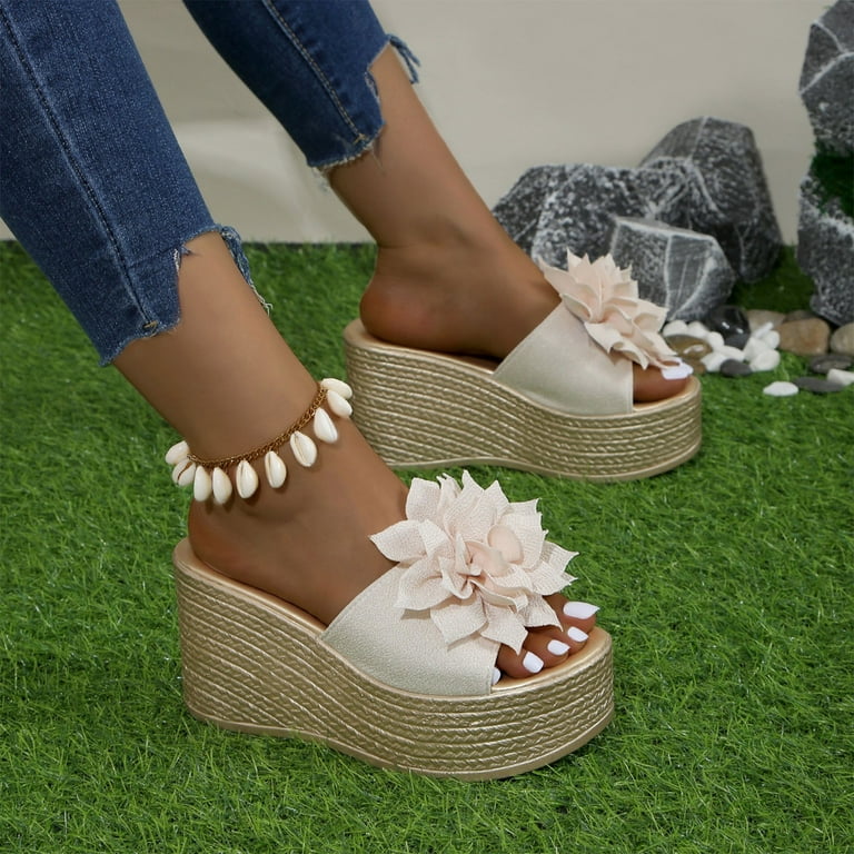 Women's Bowtie Wedge Slide Sandals Platform Open Toe High Heels