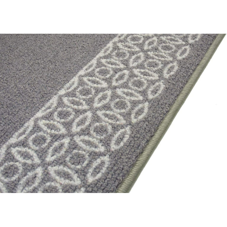 Chain Border Design Cut to Size Gray Color 36 Width x Your Choice Length Custom Size Slip Resistant Stair Runner Rug
