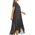 thumbnail image 3 of Sakkas Faye Cap Sleeved Cotton Caftan Cover Up Dress - Black - One Size Regular, 3 of 5