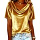 thumbnail image 1 of Camisas de Color Sólido para las Mujeres Plisados Estirables Puños V-Cuello Suéter de Moda, Camisas de Manga Larga de las Mujeres para el Hogar Y el Uso Diario, 1 of 5