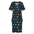 thumbnail image 3 of Vestido largo de vinilo para mujer traje holgado con bolsillos veteado color azul Verano, 3 of 6