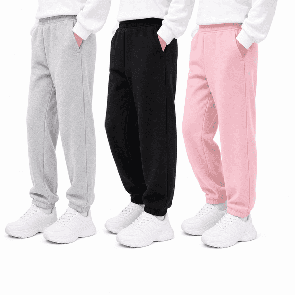 Girls Sweatpants Toddler 3Pack Jogger Pants with Pockets Soft Comfy Kids Clothes 3t-4t