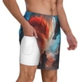 thumbnail image 2 of Balery Red And Blue Sky Dragon Mens Swim Trunks Swim Shorts for Men Quick Dry Inseam Beach Shorts with Compression Liner Pocket-Small, 2 of 9