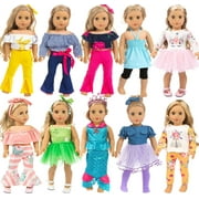 ZITA ELEMENT 10 Complete Sets 18 Inch Doll Clothes Dress and Accessories for American 18 Inch Girl Doll Generation Life Doll Clothes Outfits, Total 24 Pcs Doll Clothes for 18 Inch Dolls Xmas Gift