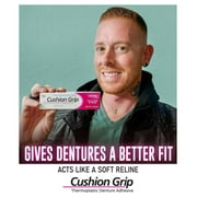 Cushion Grip Thermoplastic Denture Adhesive, 1 oz - Secure Loose-Fitting Upper and Lower Dentures and Partials | Non-Glue Adhesive, Acts Like a Soft Reliner (Pack of 10)