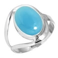 thumbnail image 1 of 925 Silver Ring For Women - Girls Blue Chalcedony Stone Silver Ring Size 13 Hand Made Silver Ring Size 13 Gift For Women On New Year 925 Silver Jewelry With Gemstone, 1 of 5