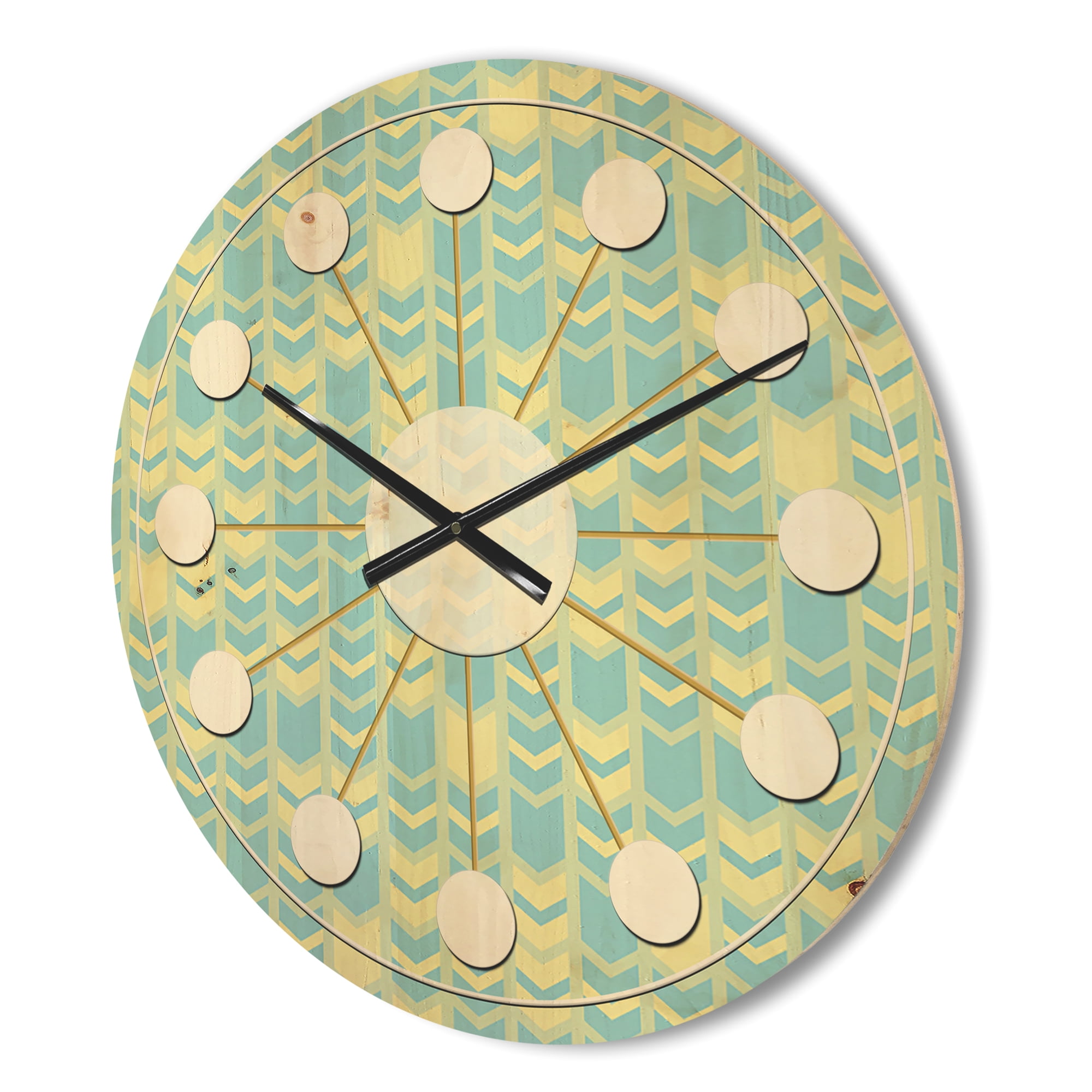 Designart 'Abstract Retro Pattern Design XX' Mid-Century Modern Wood Wall Clock