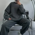 thumbnail image 5 of YUGYXL Womens 2 Piece Jogger Tracksuit Thin Fleece Outfits Fashion Solid Color Sweatshirt Matching Waist Stretch SweatPants Sweatsuit Set Clearance Deals Today 2025 Dark Gray,XL, 5 of 7