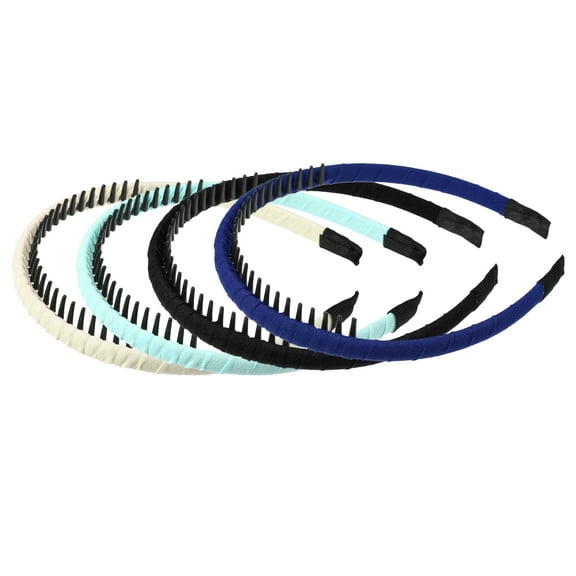 Unique Bargains 4Pcs Teeth Comb Headbands for Women Non-slip Head Bands Ladies Hair Hoop Beige Black Green Blue