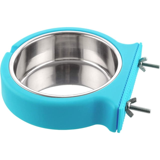 Crate Dog Bowl, Removable Stainless Steel Water Food Feeder Bowls Cage Coop Cup For Cat Puppy Bird Pets