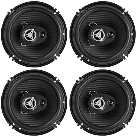 Power Acoustik Reaper 6.5" 3 Way Speakers 400 Watts Pack of 4 Carbon Fiber Cone