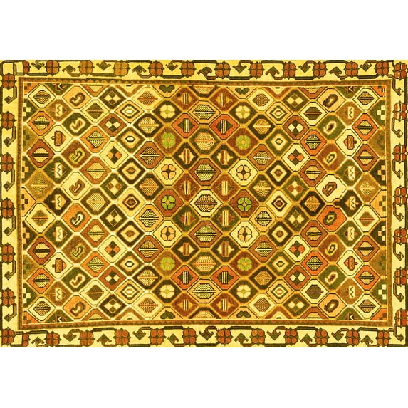 Ahgly Company Indoor Rectangle Persian Yellow Traditional Area Rugs, 5' x 7'