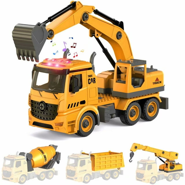 Diecast Metal Construction Trucks, Heavy Metal Excavator and Dump Truck, Free Wheeler Die Cast Construction Toys