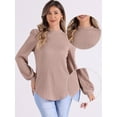 thumbnail image 2 of DARING DIVA Women's Puff Long Sleeve Casual Work Blouses XS Pink, 2 of 6