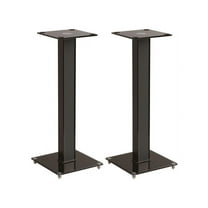 Monoprice Elements Speaker Stand - 28 Inch (Pair) With Cable Management, Strong Tempered Glass Base With Floor Spikes