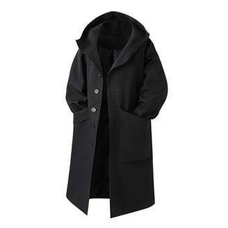 Jinda Men's 100% Cotton Trench Coat Notched Collar Single Breasted