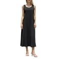 thumbnail image 2 of Women Solid Color Long Dress Solid Color Crew Neck A-line Dress, 2 of 9