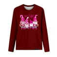 thumbnail image 3 of CLOISE Womens Breast Cancer Shirts Long Sleeve Crew Neck Blouses Gnomes Ribbon Pink Breast Cancer Survivor Gifts Tshirts Fashion Loose T Shirts Cancer Support in October Clothes Wine S, 3 of 4