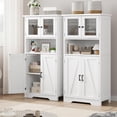 thumbnail image 6 of Modern 54" Tall Freestanding Storage Cabinet with Glass Doors & Adjustable Shelves, Multi-Use Wooden Cupboard for Bathroom, Kitchen, Pantry, Living Room, 6 of 9