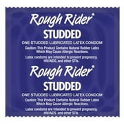 Rough Rider Studded Condoms + Brass Lunamax Pocket Case, Lubricated Ribbed Latex -24 Count