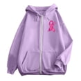 thumbnail image 4 of Breast Cancer Awareness Zip Up Hoodie Women Long Sleeve Jackets for Women Pink Ribbon Hooded Sweatshirts, 4 of 6