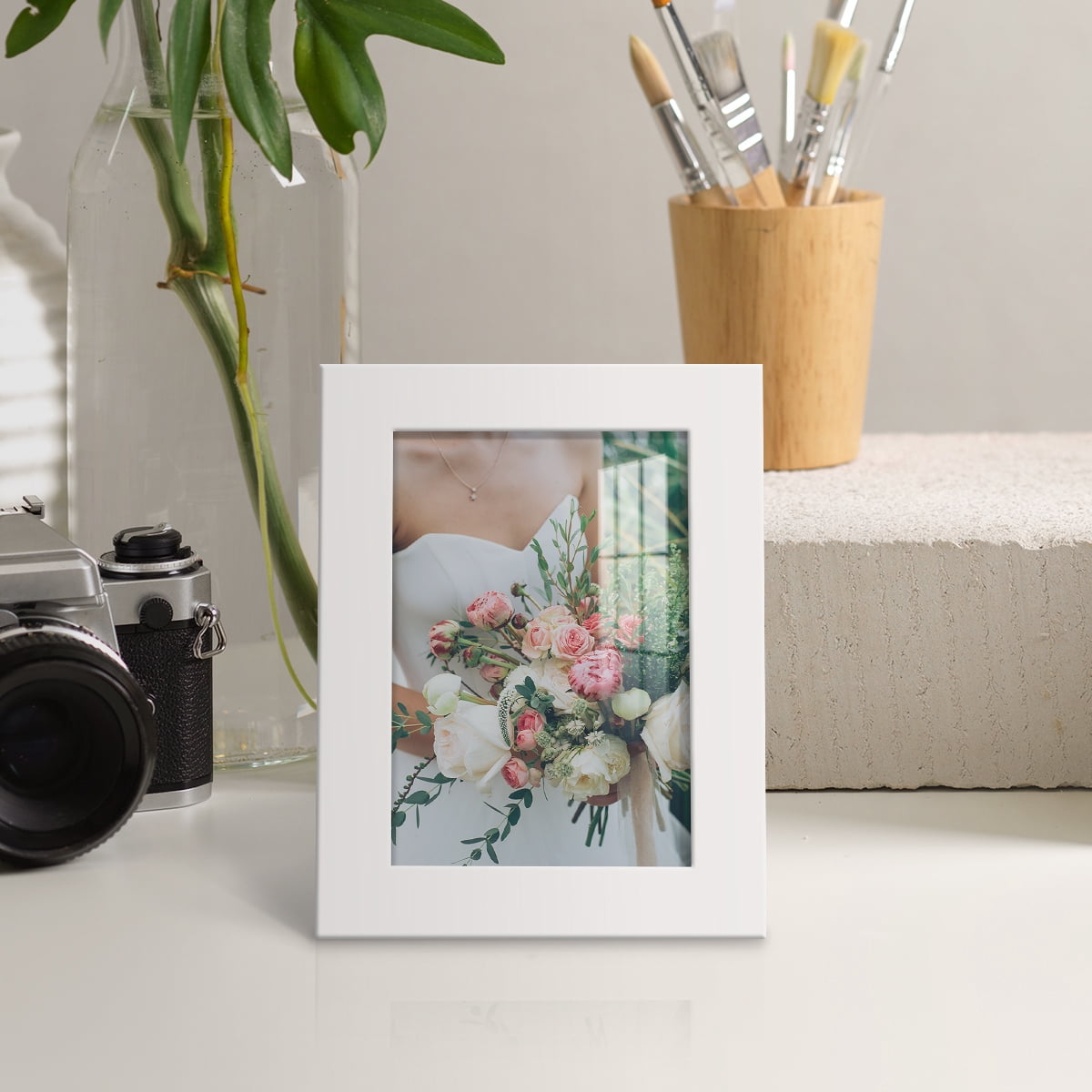 Modern Real Wood 3.5x5 inch Picture Frame in White