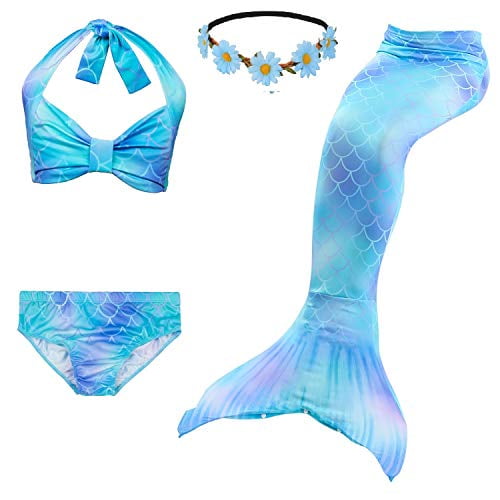 No Monofin GALLDEALS Mermaid Bathing Suit Swimsuit Cosplay Costume for Kids Girls Adults 