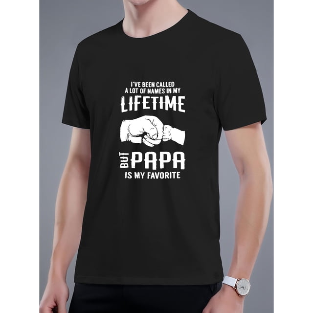 Father's Day Daddy And Son Fist Graphic Print Men's Creative Top, Casual Short Sleeve Crew Neck T-shirt, Men's Clothing For Summer Outdoor