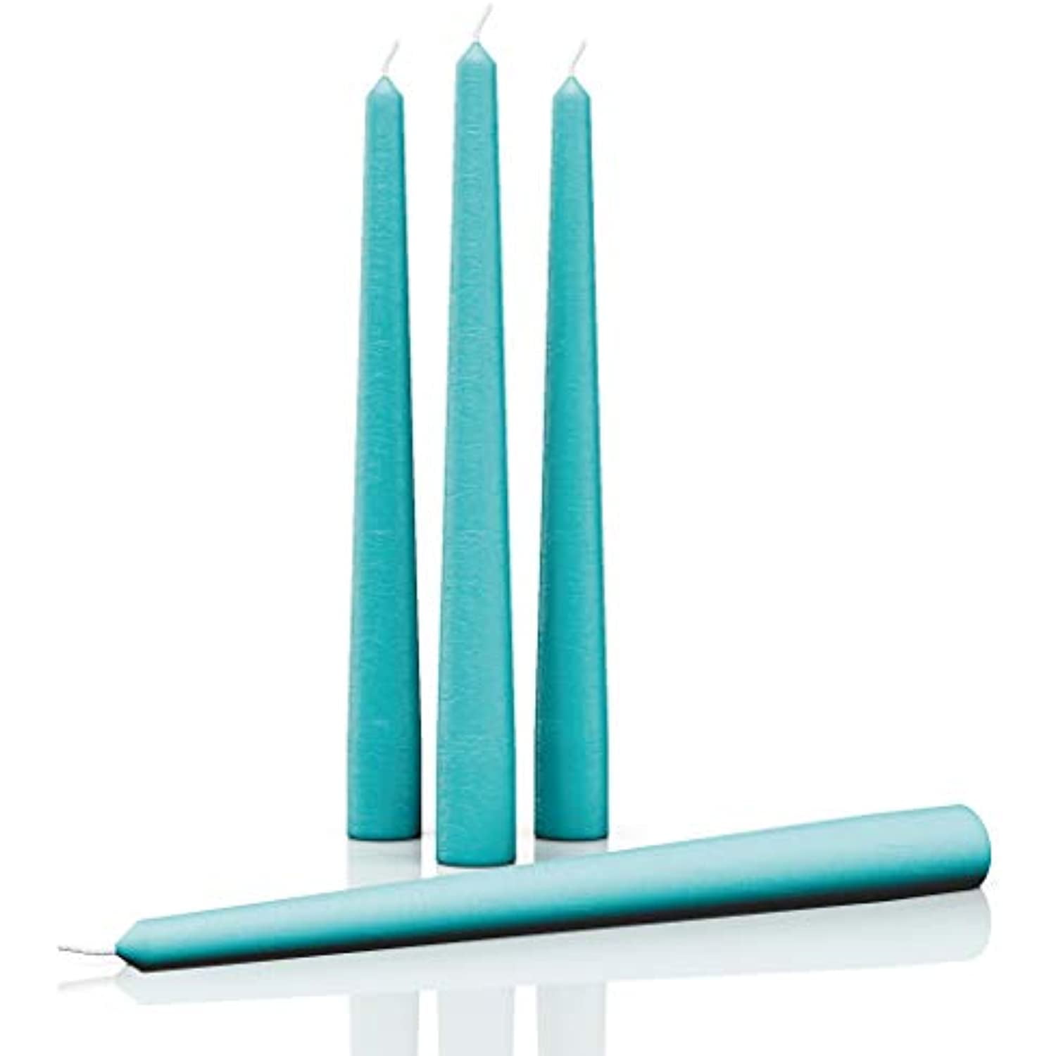 Aqua Dripless Taper Candles 10 Inch Tall Wedding Dinner Candle Set of 12