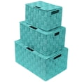 thumbnail image 1 of Weave Stackable Basket Set, 3 Pieces - Aqua, 1 of 7