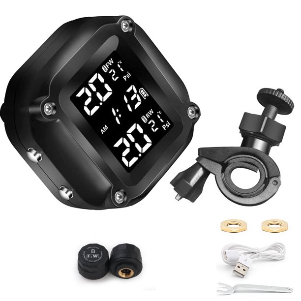 Sistema de monitoreo de presión de neumáticos para motocicletas TPMS inalámbrico con 7 modos de alarma IP67 a prueba de agua 0-3 Bar Sistema de monitoreo de manómetro de presión de neumáticos digital