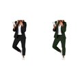 thumbnail image 1 of (2-Pack) Rinsvye Womens Solid Long Sleeve Pants Suit Set With Pockets Elastic Waistband Tailored Fit Business Formal Wear, 1 of 6
