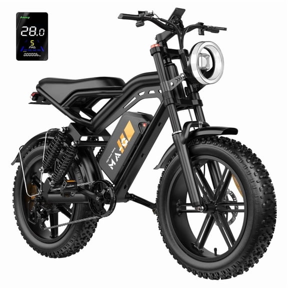 GlobalKeep Adults 20" Fat Tire Multi-terrain off-road Electric Mountain Bike, 48V 20Ah,28MPH, 750W, Class3, Dual Shock System, Front & Rear Disc Brakes, LCD Display, UL2849.