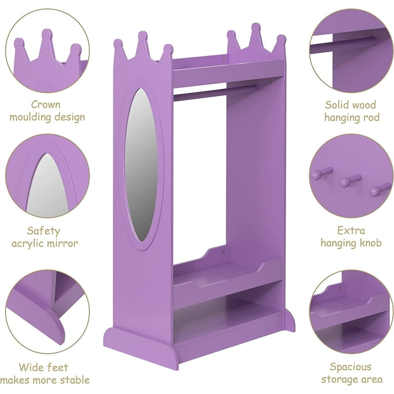 UTEX Princess-Themed Kids Wardrobe with Mirror, Children's