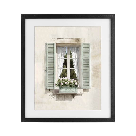 Stupell Industries Traditional French Cafe Window Curtains Black Framed Print Under Glass, 13 x 16, by LSR Design Studio