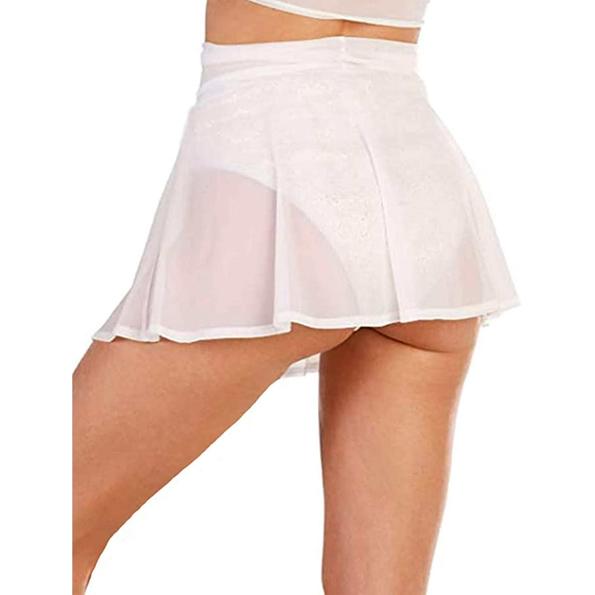Women's Sheer Mesh Mini Skirts, High Waist Solid Color See Through Skater  Skirt Beach Cover-ups - Walmart.com