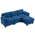 thumbnail image 6 of JUSTLET Modular Sectional Sofa, L Shaped Corduroy Sofa Couch, Modular Sectionals with Ottomans, 4 Seat Sofa Couch with Chaise for Living Room Bedroom, Navy, 6 of 10