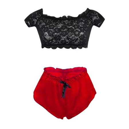 

Mackneog Best Bras for Women Fashion Cold Shoulder Lace Underwear Uniforms Underwear Sets Sleepwear Pajamas Polyester Push Up Bras for Women