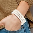 thumbnail image 4 of Fashion Bracelet Adjustable & Stretch Wrap Women's Pearl 19 mm in 6-7 White Button Freshwater Cultured and Glass Beaded 3-Row, 4 of 4
