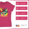 thumbnail image 4 of Tee Hunt Dean Russo Eyes Cat T-Shirt Neon Colorful Cute Kitten Women's T-Shirt Tee, Pink, Large, 4 of 5
